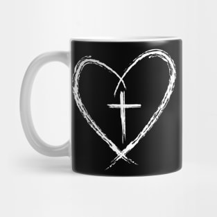 Stylish Cross In Heart Christian Jesus Religious Faith Mug